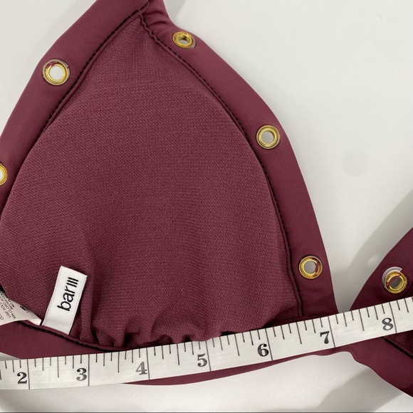 Bar III Ribbed Grommet Halter Triangle Bikini Swim Top Burgundy Size Small NEW - Picture 7 of 11